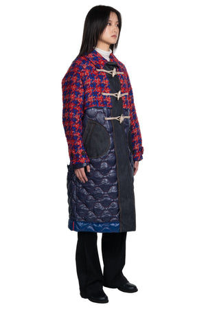 Andersson Bell Maya Tweed Quilting Trench Coat Navy