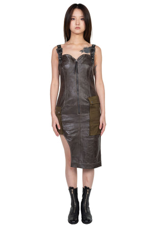 Andersson Bell Sadie Cracked Faux Leather Dress