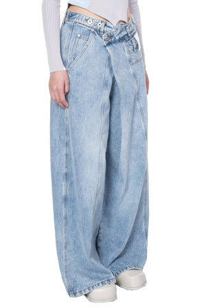 Asymmetric Wide Leg Jeans with Panel Remake