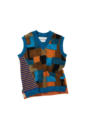 Andersson Bell Patch Effect Hand Stitched Vest Blue