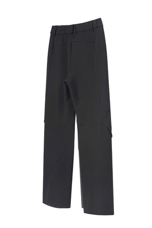 Black Front Knee Pockets Trousers