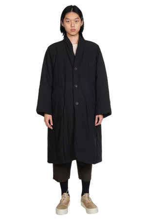 Black Padded Cotton Long Coat