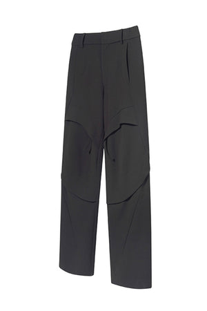 Black Front Knee Pockets Trousers