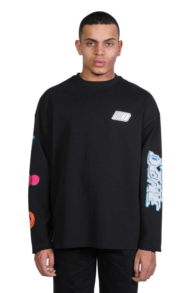 We11done Black We11done Character Logo LS T-Shirt 