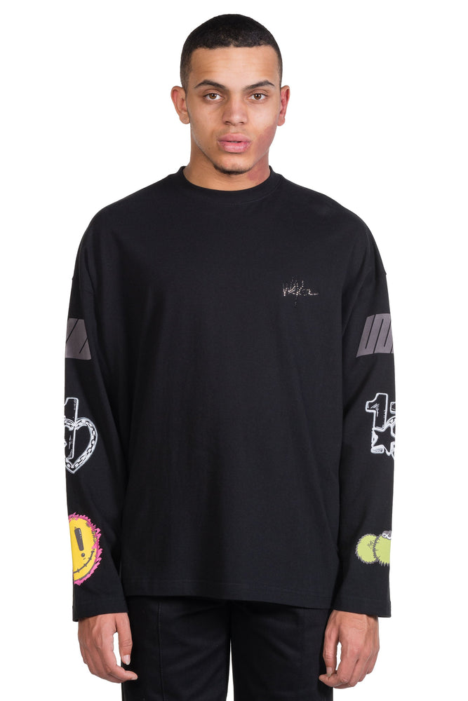 We11done Black We11done Heart Logo LS T-Shirt