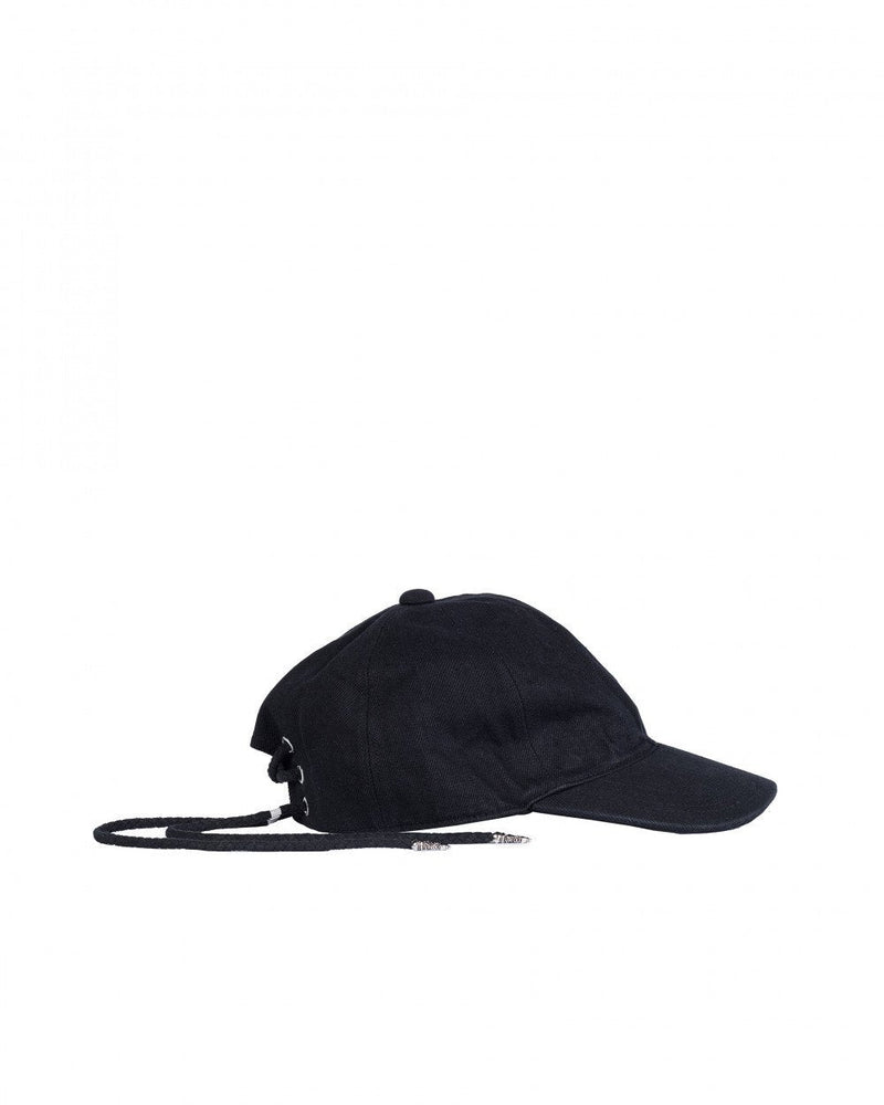 Christian Dada Black Lace Up Denim Cap
