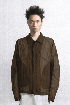 Brown Cocoon Shape Translucent Jacket