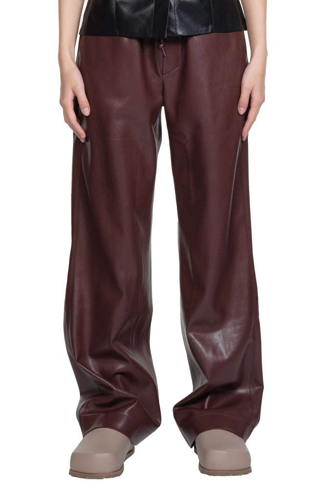 Nanushka Calie Alt-Leather Pants Plum Chutney