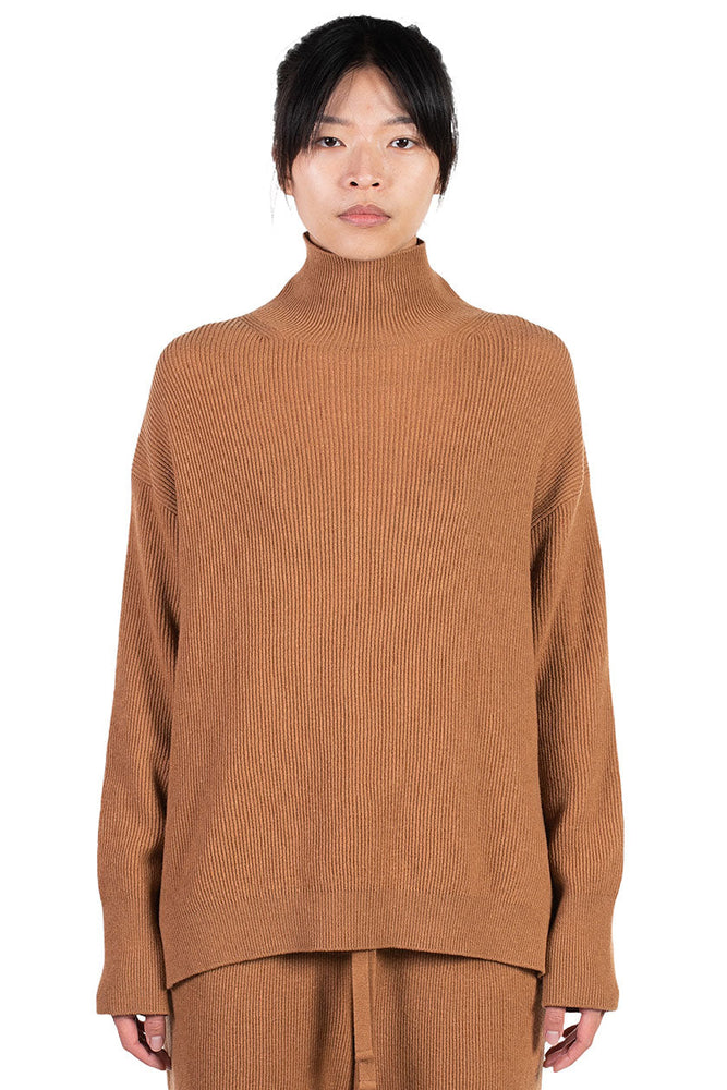Nanushka Camel Cashmere Blend Mock Neck Sweater