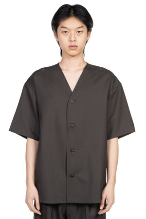Lownn Collarless Shirt Dark Brown