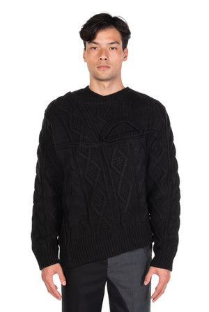 Double-Collar Cable Knit Jumper 
