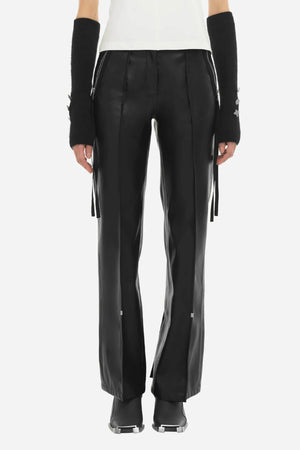 C2h4 Faux Leather Flared Strap Trousers