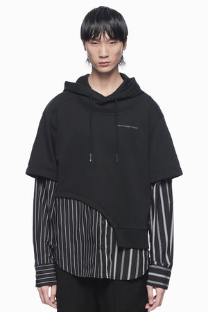 Feng Chen Wang Black Shirting Panelled Hoodie
