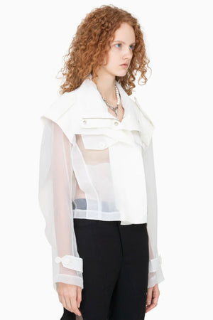 Feng Chen Wang Sheer Cropped Trench Coat