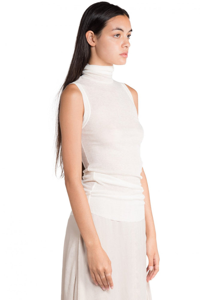 Greyyang Ivory Sleeveless Turtle Neck 
