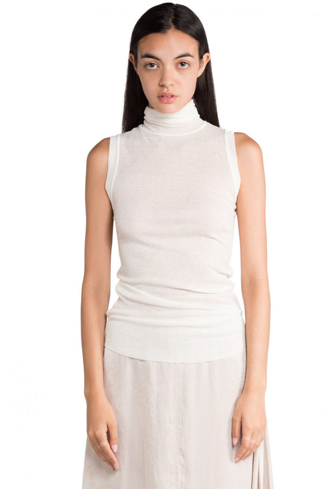 Greyyang Ivory Sleeveless Turtle Neck 