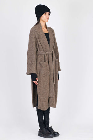Isabel Benenato Shawl Collar Single Breasted Wool Coat Taupe