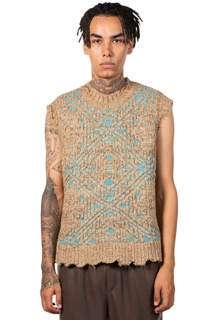 Andersson Bell Jacquard Heavy Crew Neck Knit Vest