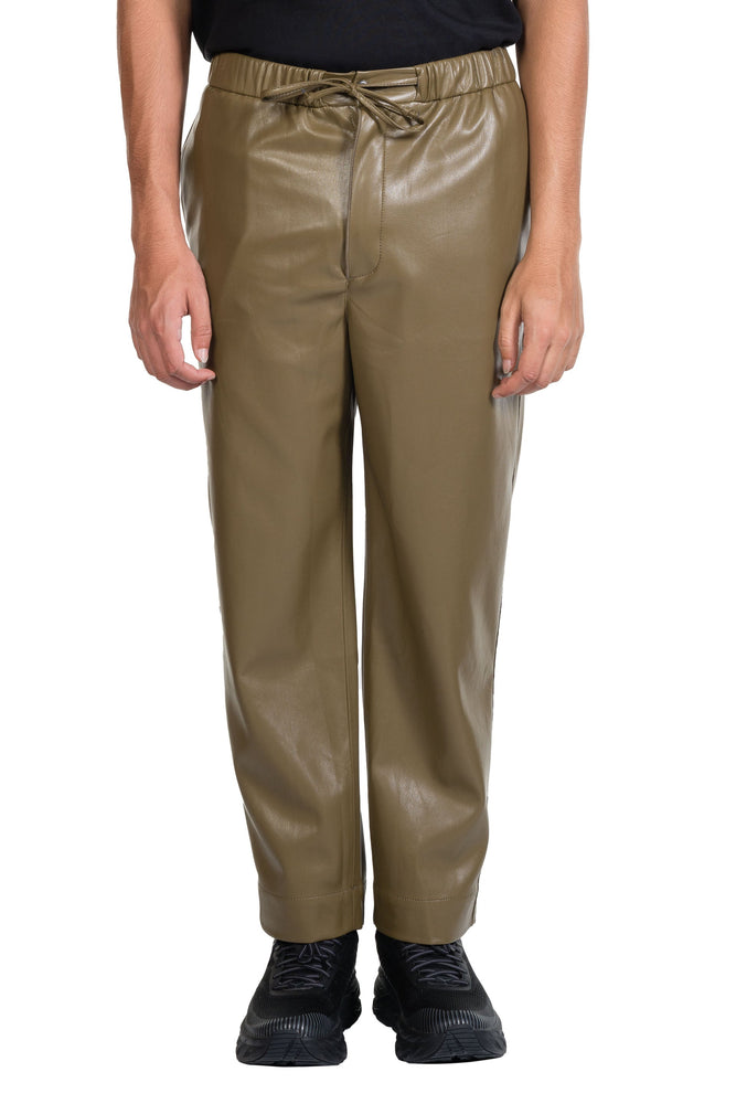 Nanushka Jain Vegan Leather Relaxed Pants Olive