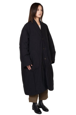 Kar Black Padded Long Coat for Women