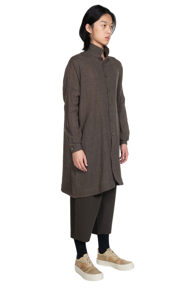 Kar Long Wool Shirt Aubergine Brown