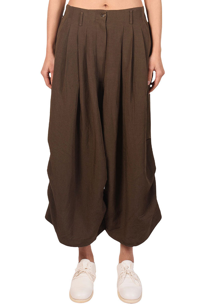 Side Pleated Linen Trousers