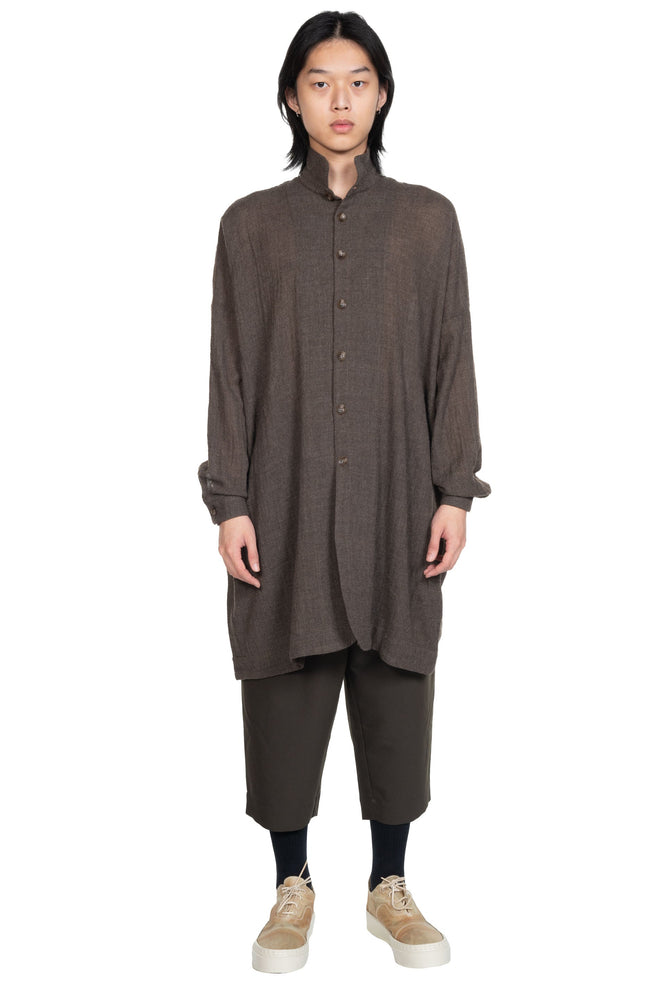 Kar Long Wool Shirt Aubergine Brown