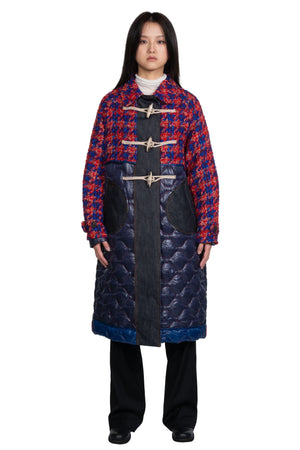 Andersson Bell Maya Tweed Quilting Trench Coat Navy