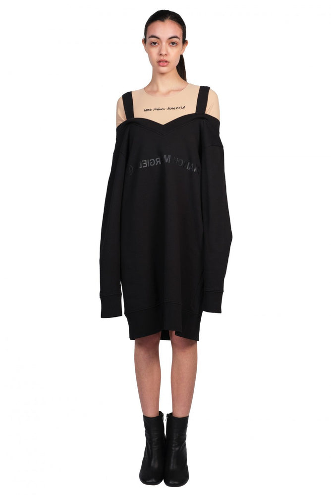 MM6 Black Logo Sweatshirt Dress