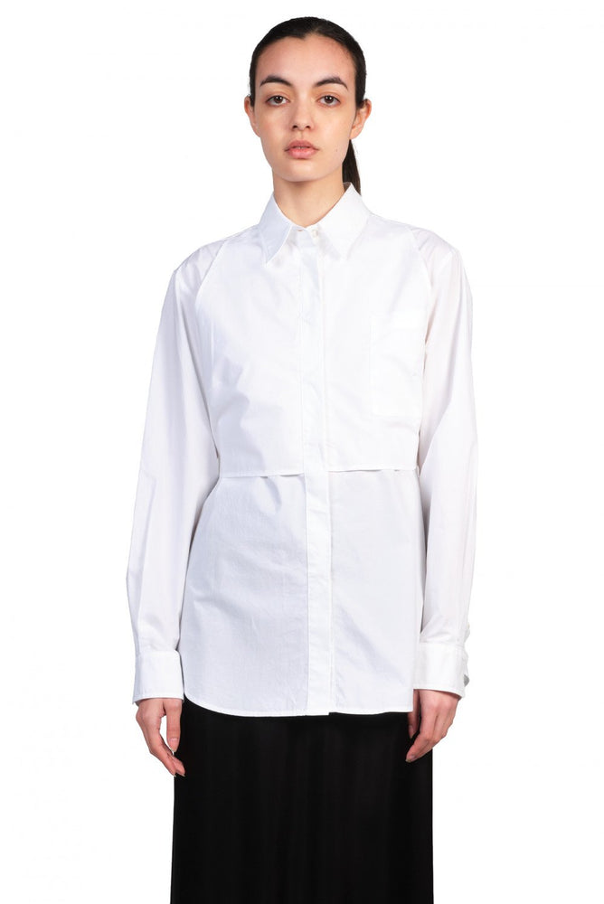 MM6 White Waist Cinching Bib Shirt