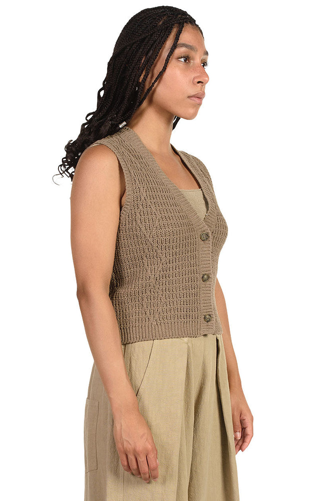 Monica Cordera Taupe Cable Waistcoat