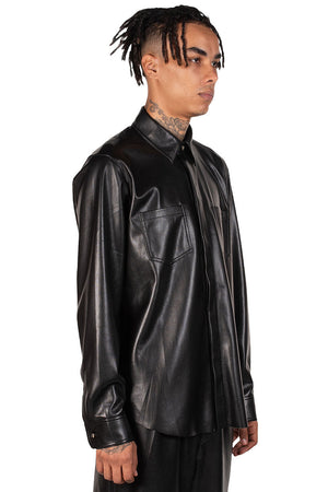 Nanushka Black Vegan Leather Declan Shirt