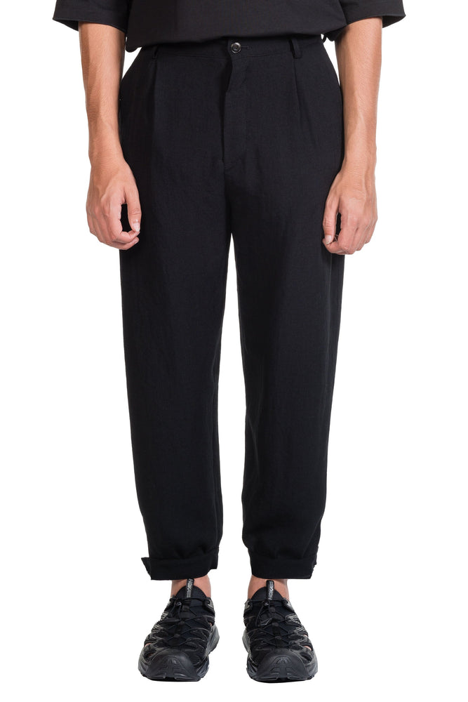 Nanushka Elam Tech Linen Tapered Trousers Black