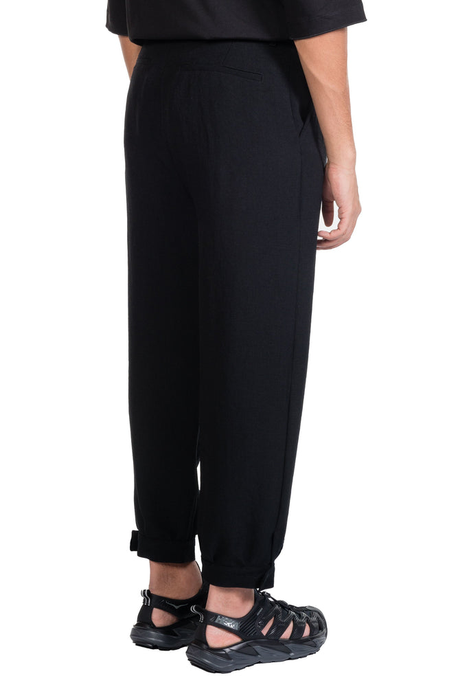 Nanushka Elam Tech Linen Tapered Trousers Black