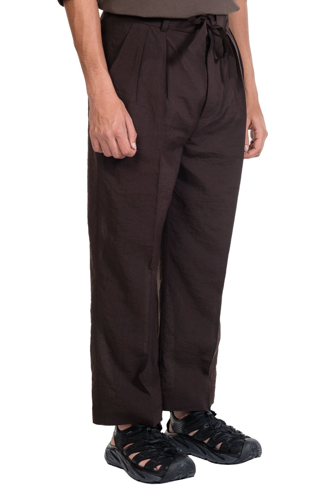 Nanushka Floris Washed Shirting Wide-Leg Pants Espresso