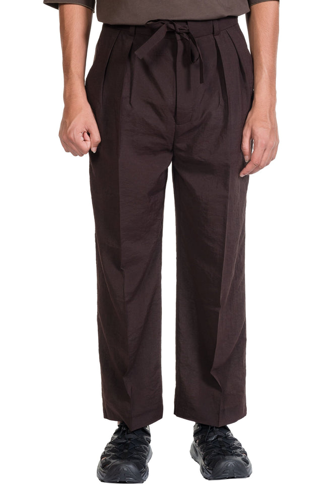 Nanushka Floris Washed Shirting Wide-Leg Pants Espresso