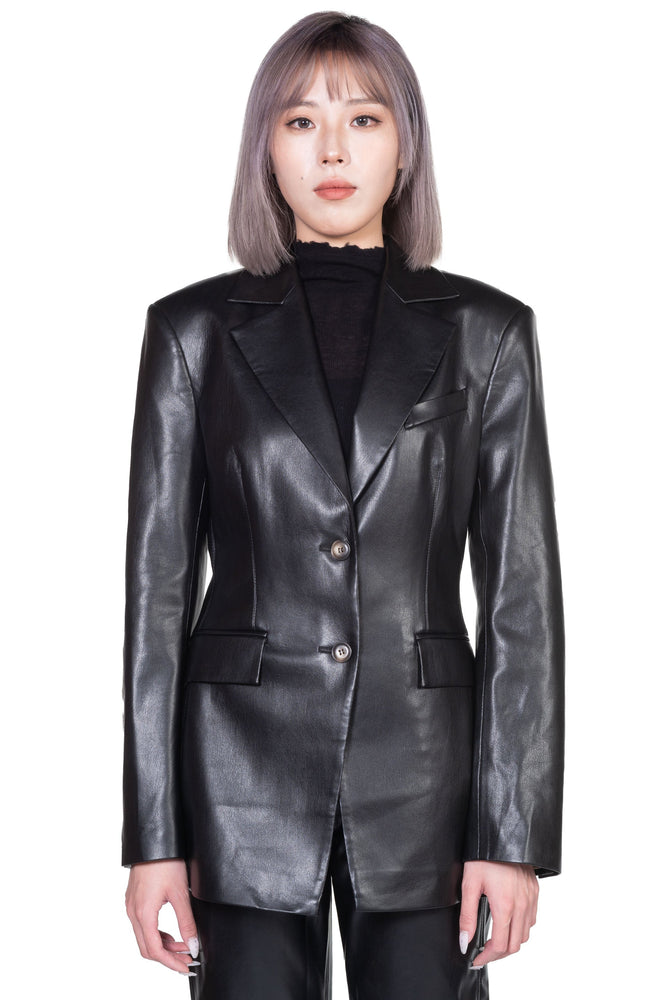 Nanushka Hathi Vegan Leather Blazer Black