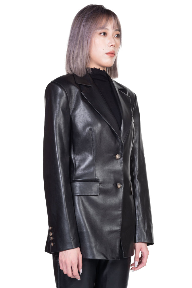 Nanushka Hathi Vegan Leather Blazer Black
