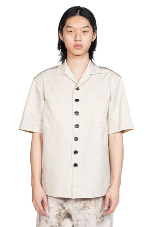 Peng Tai Nylon Linen Button Working Shirt Moon Mist