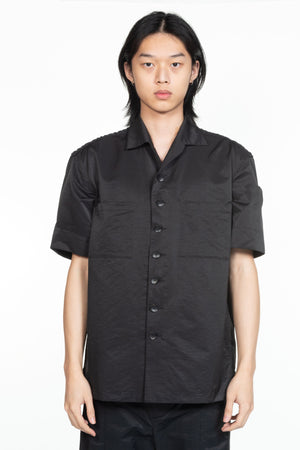 Peng Tai Nylon Linen Button Working Shirt Squid Ink 
