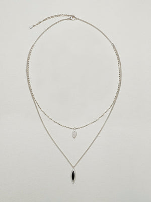Obsidian Double Pendant Necklace