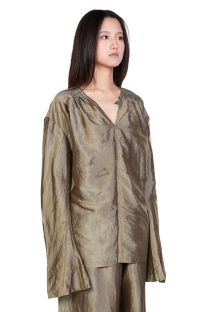 Olive Silk Dyed Shirt