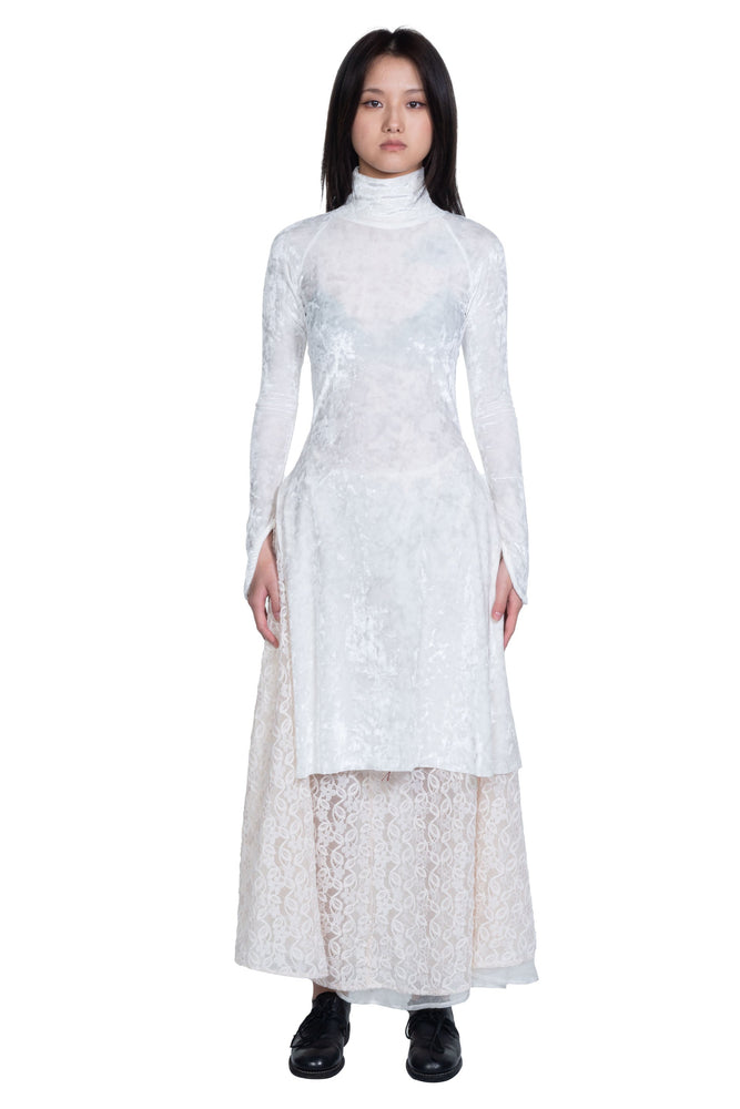 Velvet Jersey High Neck Dress