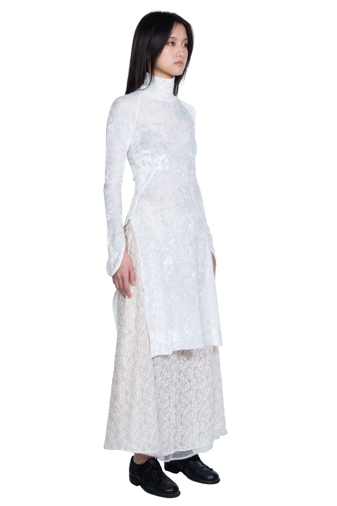 Velvet Jersey High Neck Dress