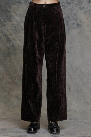 Pleated Drop Crotch Trousers Burgundy