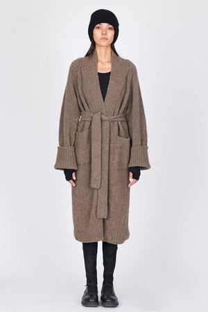 Isabel Benenato Shawl Collar Single Breasted Wool Coat Taupe