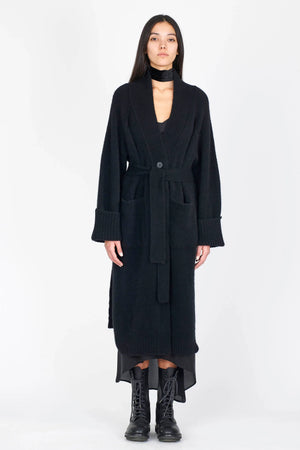 Isabel Benenato Shawl Collar Single Breasted Wool Coat Black