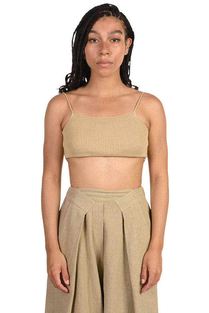 Monica Cordera Smoked Green Knit Linen Top 