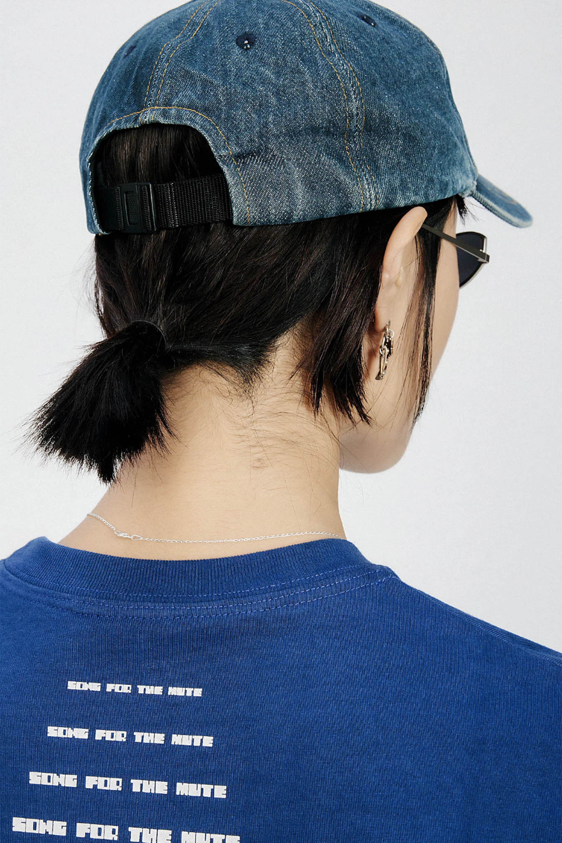 Washed denim sales baseball cap