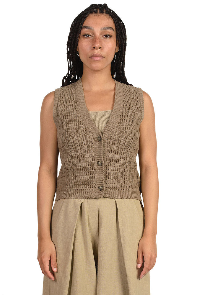 Monica Cordera Taupe Cable Waistcoat